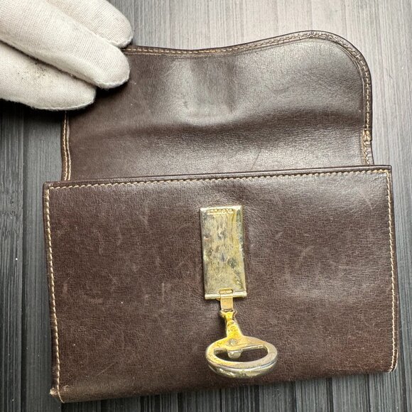Gucci Wallet Purse Trifold Brown leather Used|Authentic - Picture 2 of 5